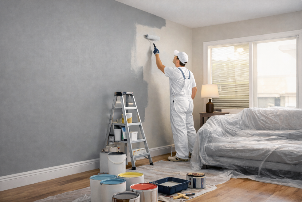 Travaux de peinture mur intérieur